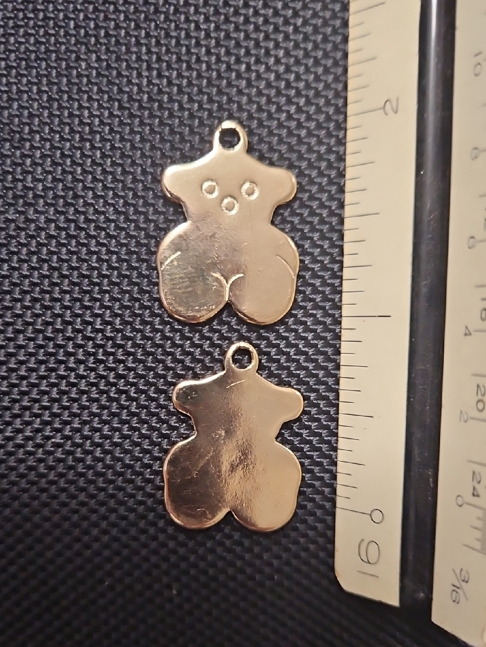 Gold Teddy Bear Charm Pair - Metal Pendant